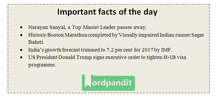 Daily Current Affairs 19 april 2017