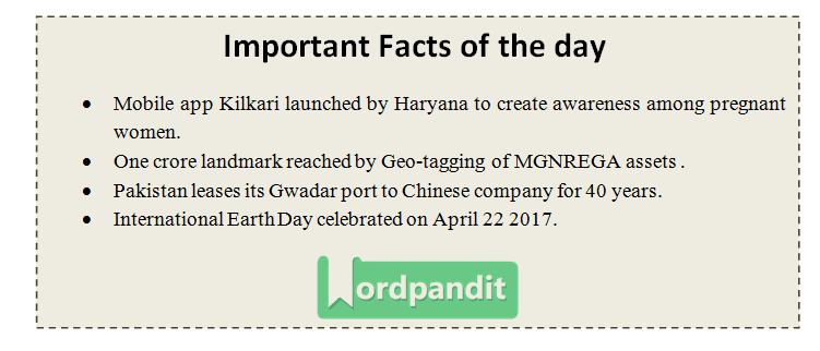 Daily Current Affairs 22 april 2017