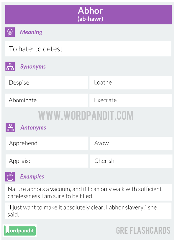 Abhor GRE Vocabulary Flashcard