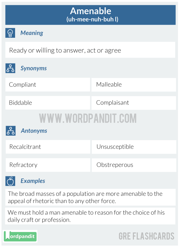 Amenable-GRE-Flashcard