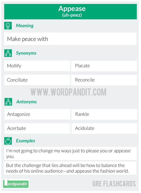Appease-GRE-Flashcard