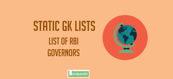 List Of RBI Governors Of India - Wordpandit