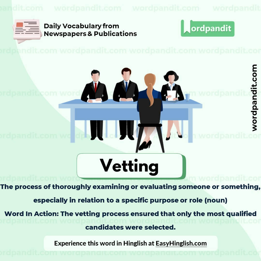 Vetting Vocabulary Picture Vetting Vocabulary Picture