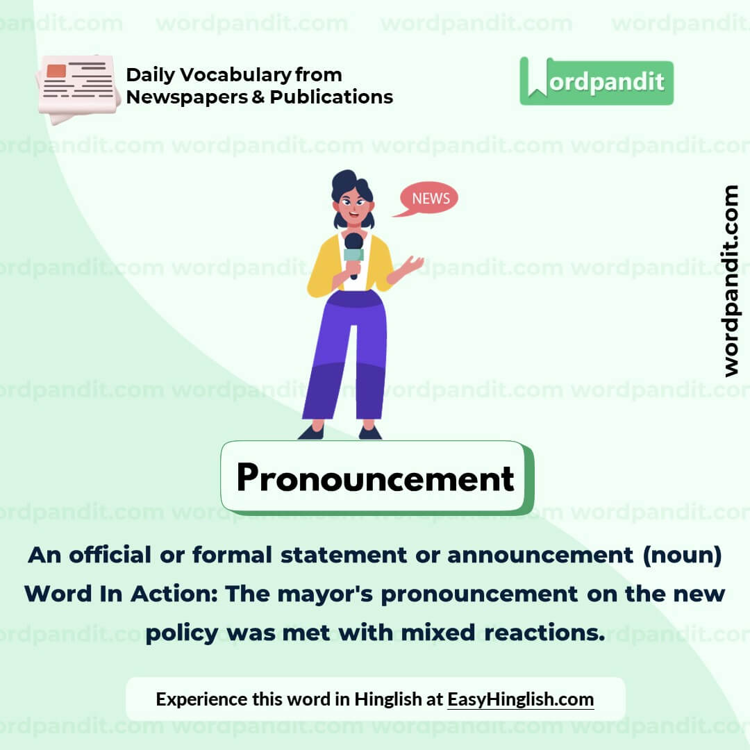 Pronouncement Vocabulary Post Pronouncement Vocabulary Post