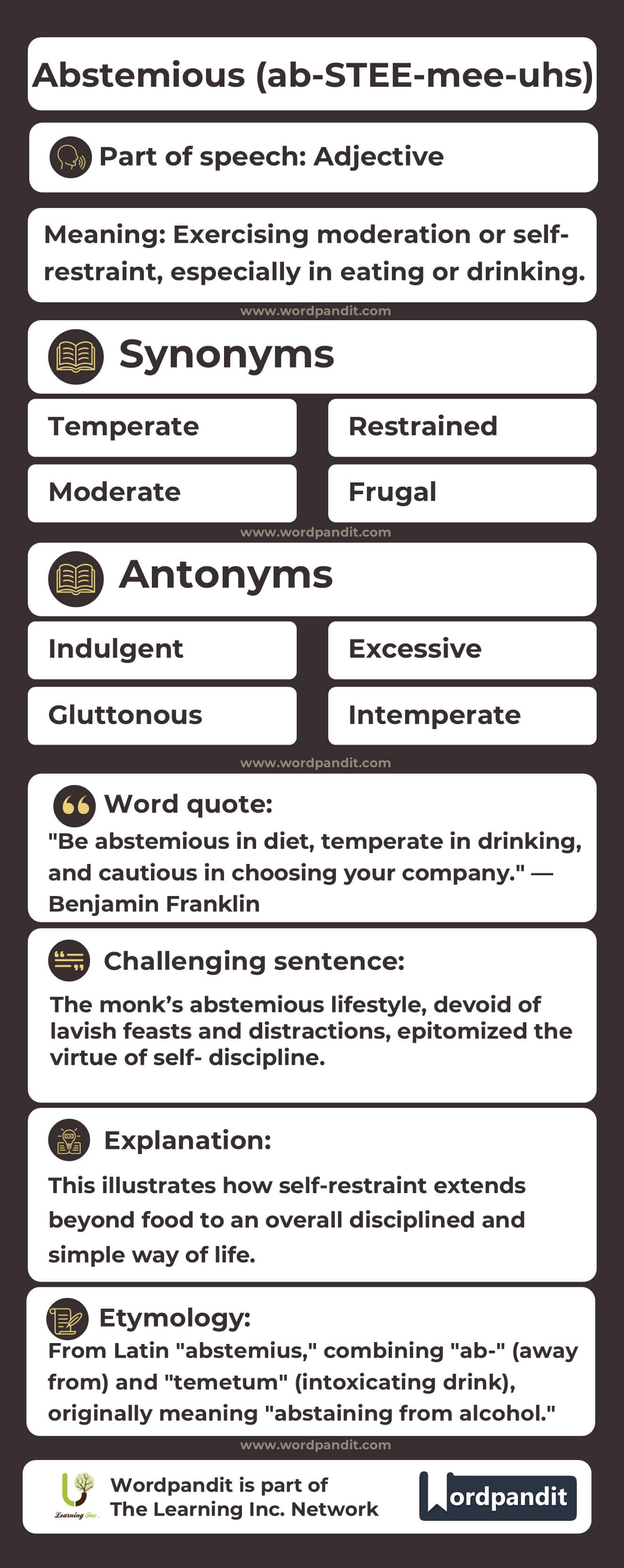 Abstemious Flashcard