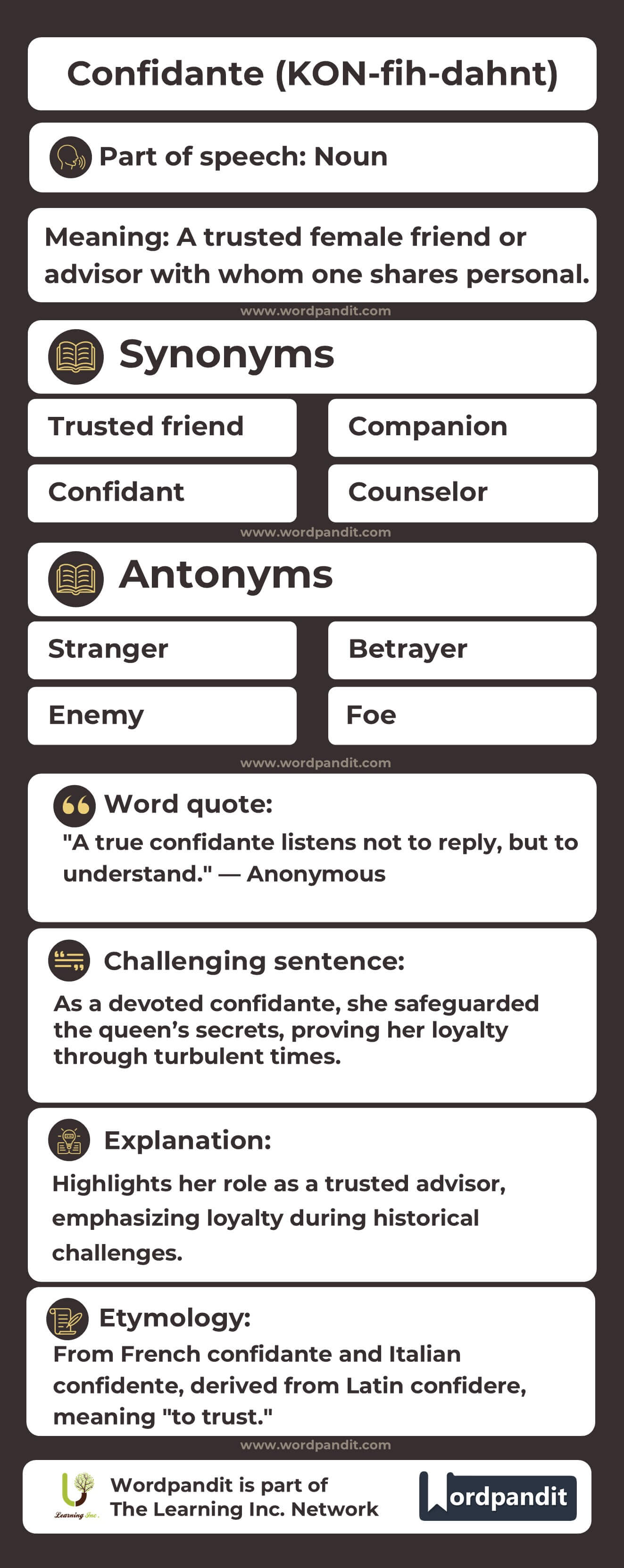 Confidante Flashcard