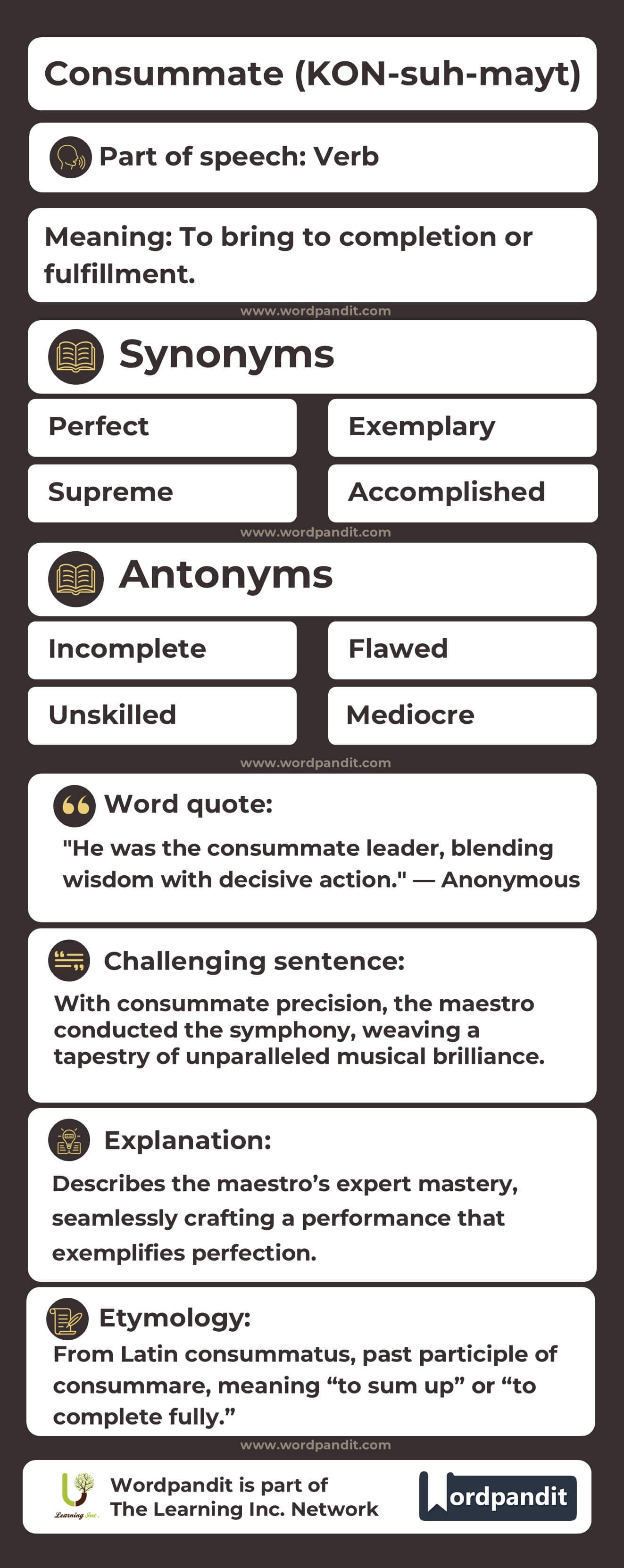 Consummate Flashcard