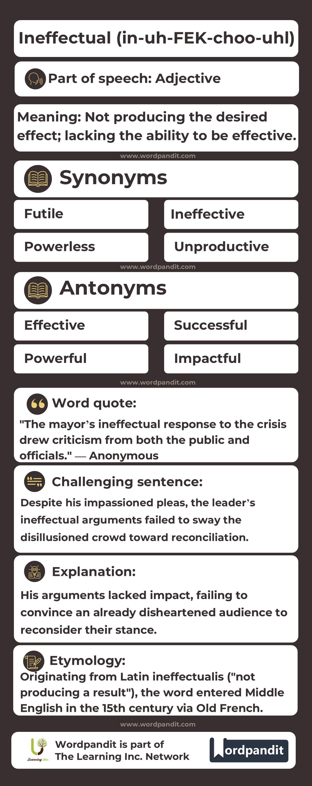 Ineffectual Flashcard