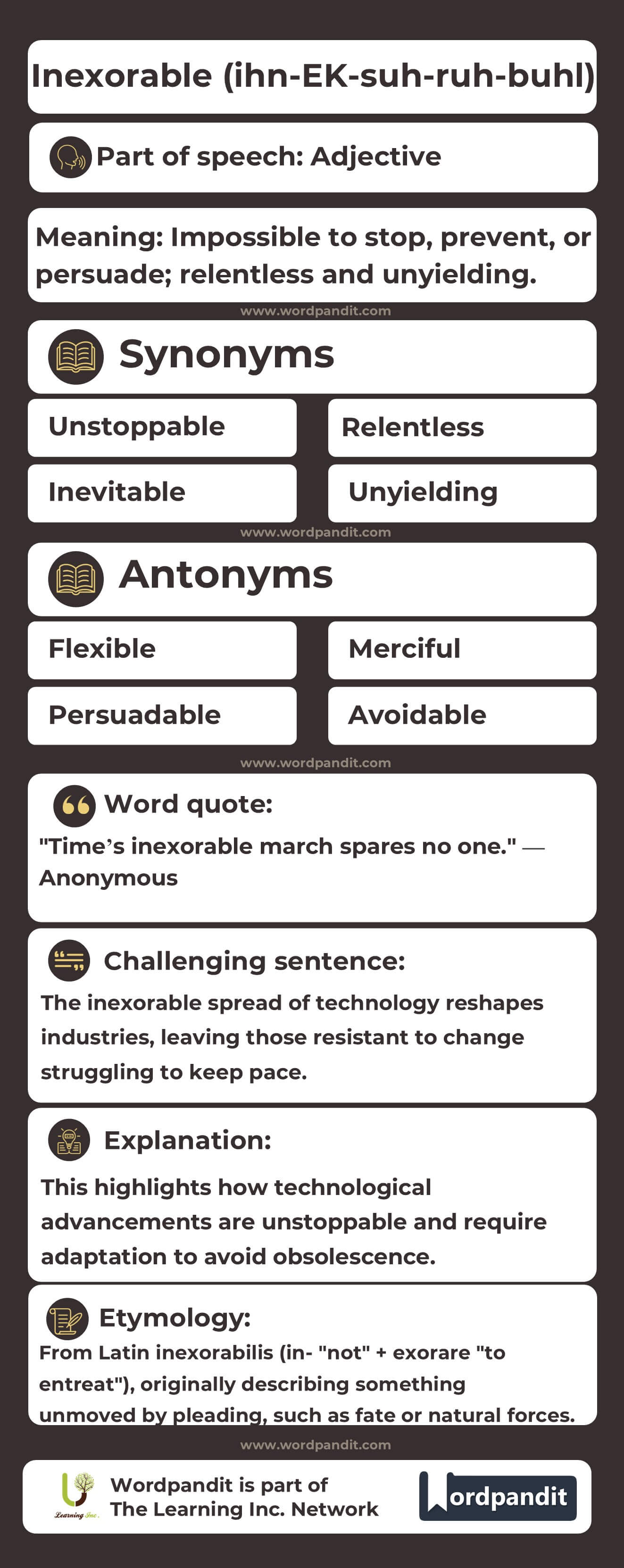 Inexorable Flashcard