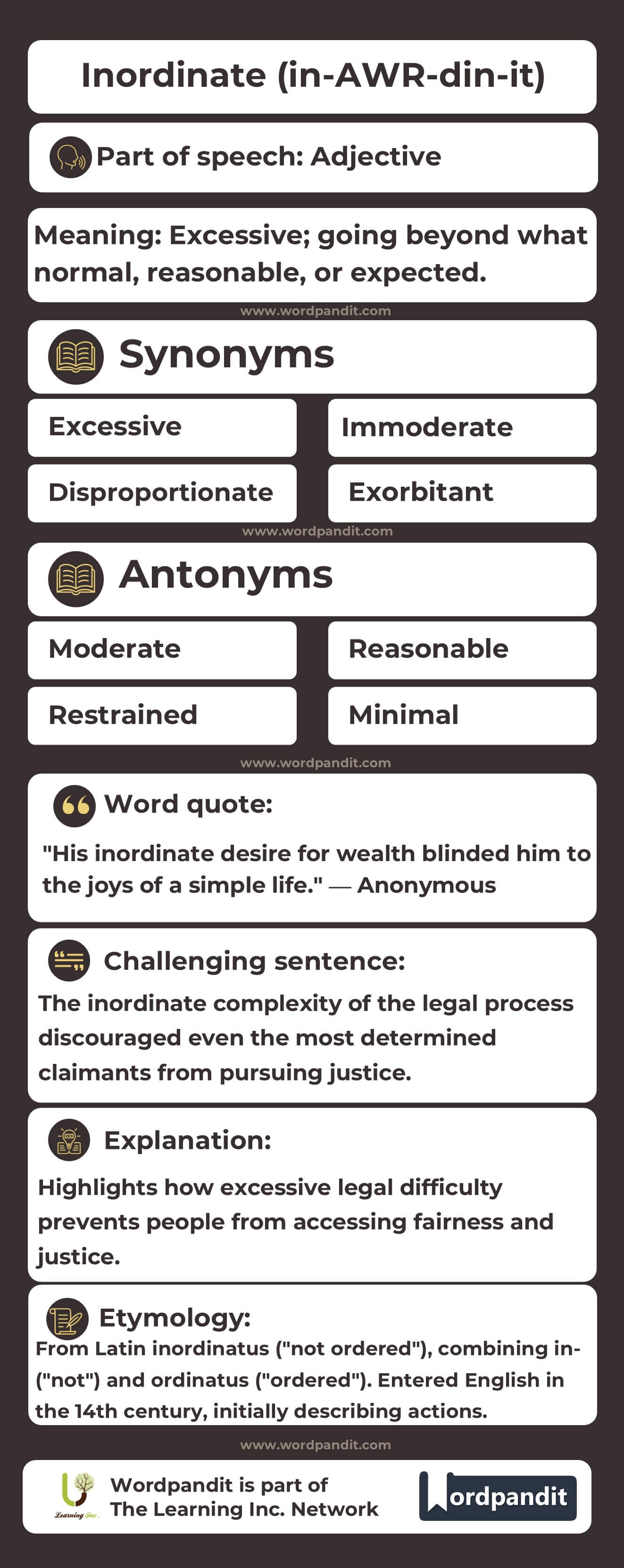 Inordinate Flashcard