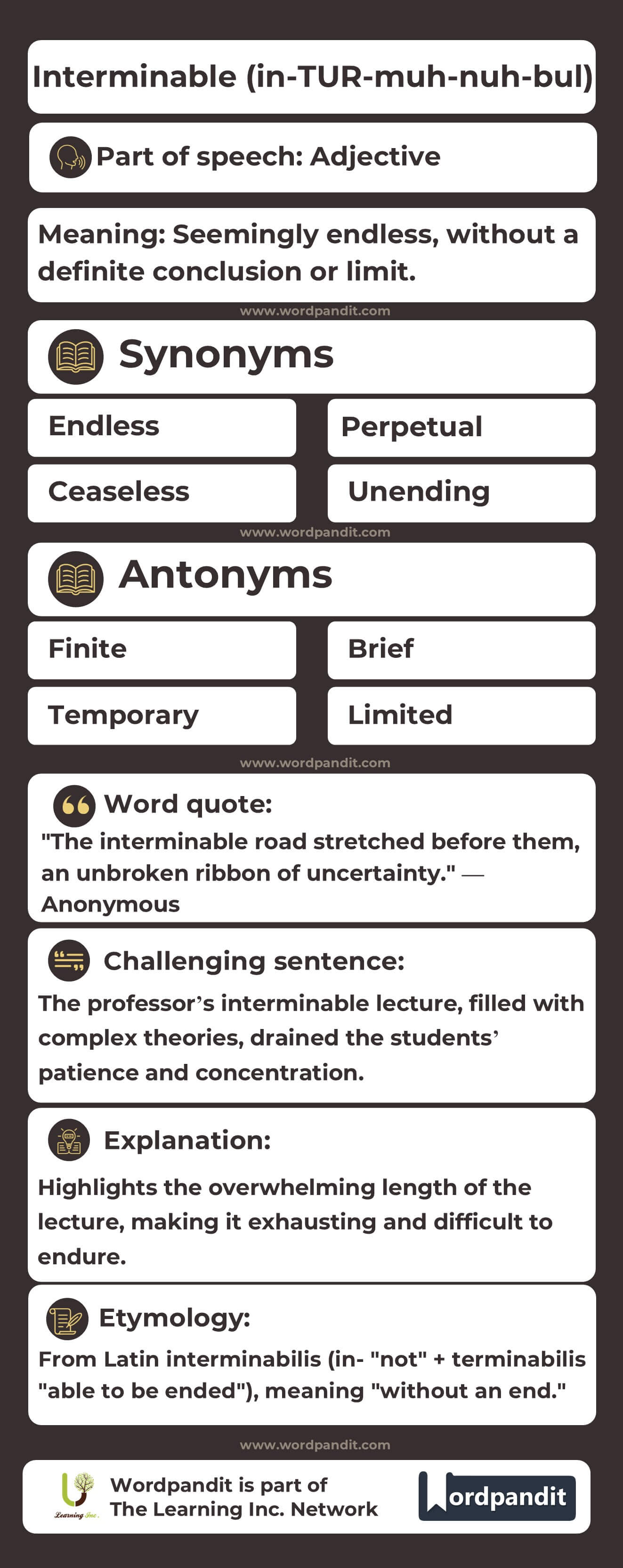 Interminable Flashcard