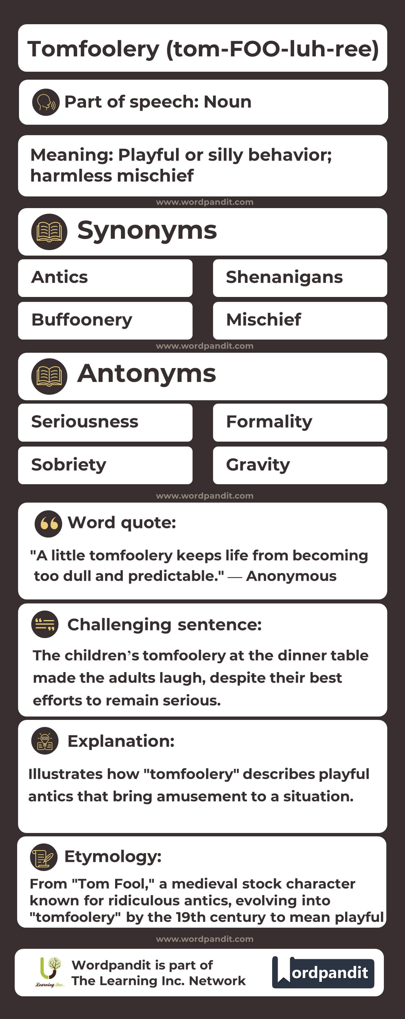 Tomfoolery Flashcard