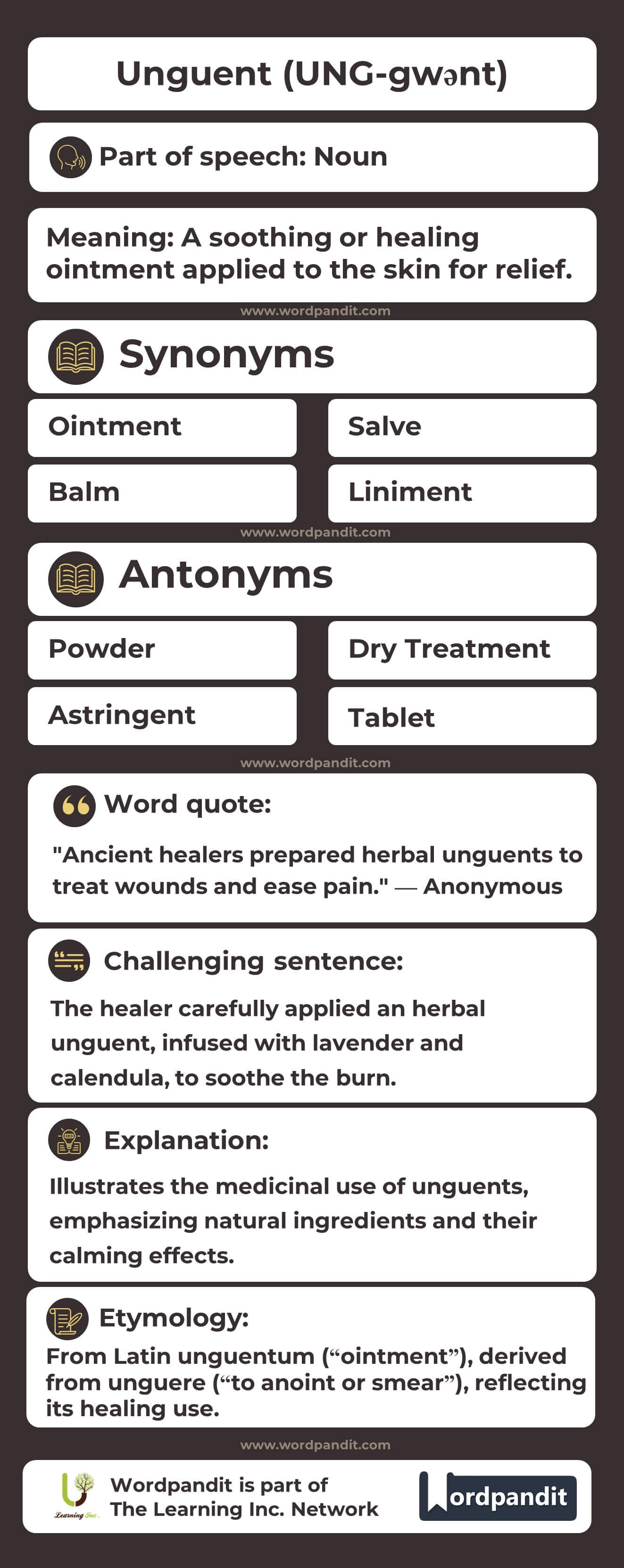 Unguent: Vocabulary Flashcard Wordpandit