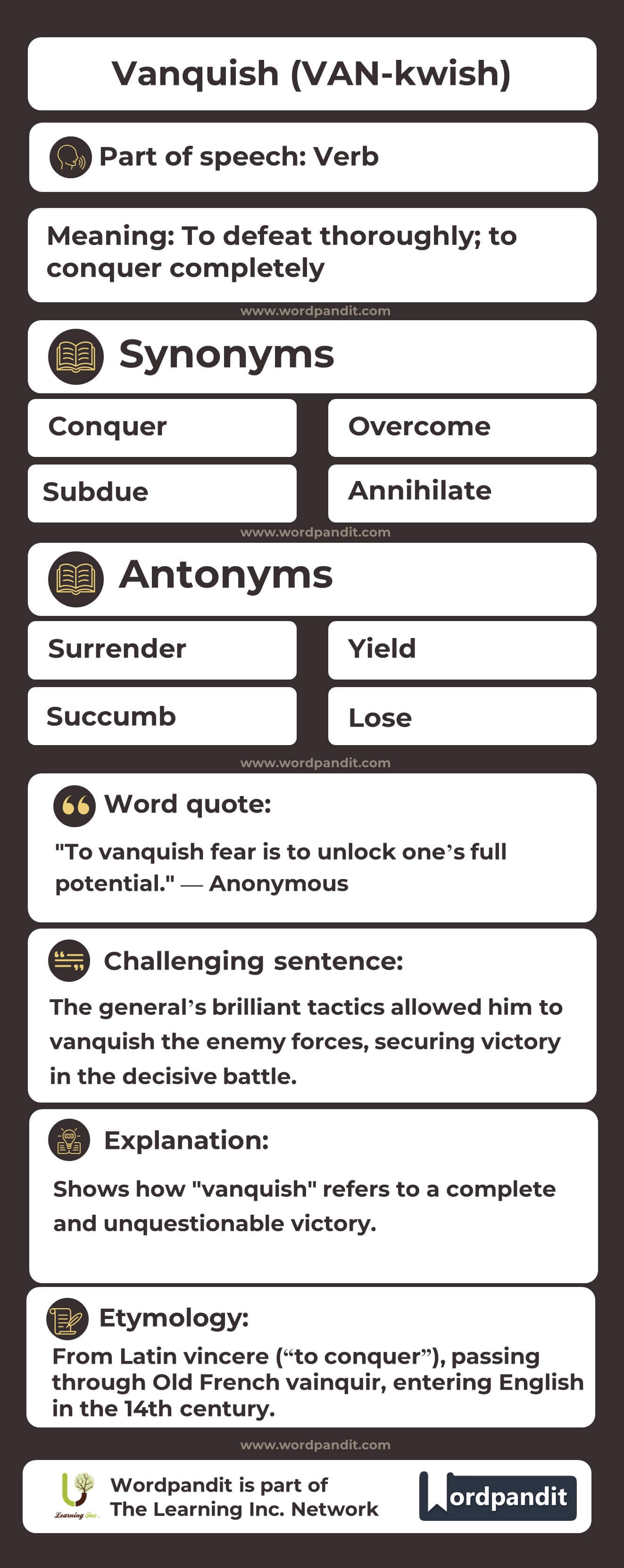 Vanquish Flashcard