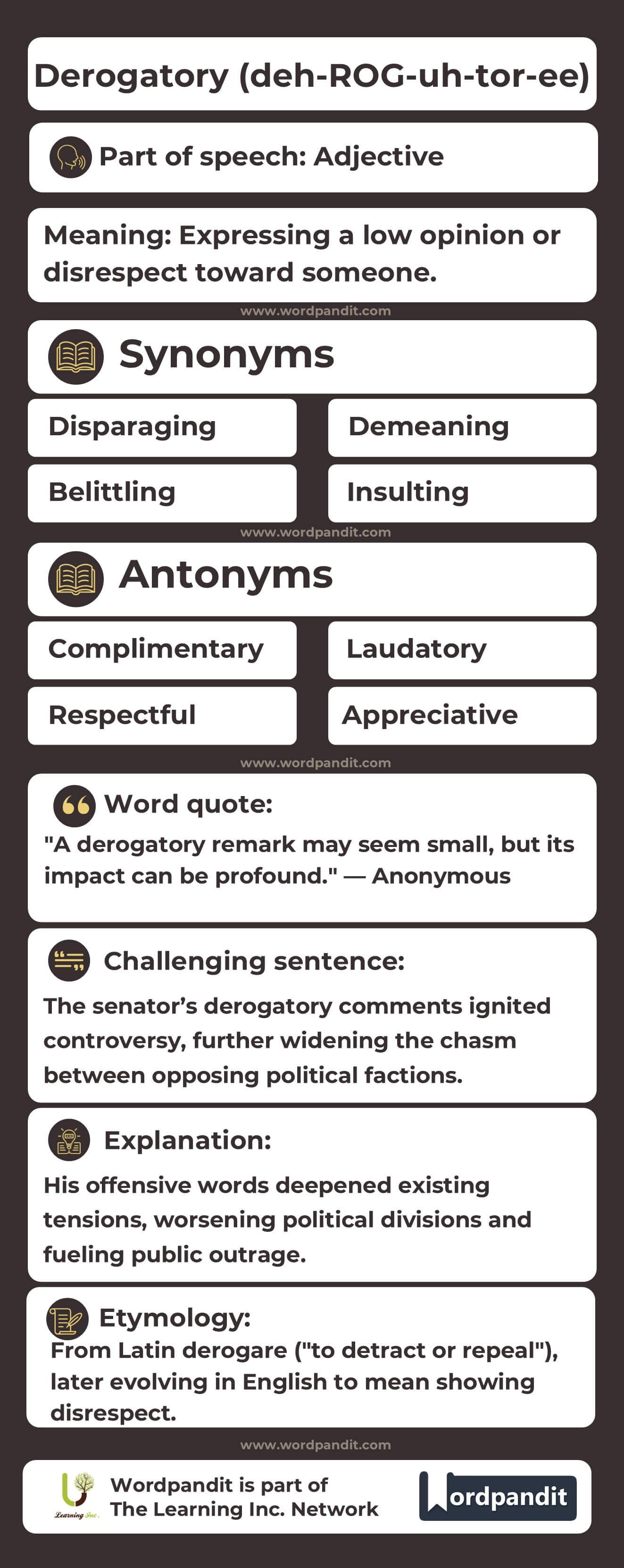 Derogatory Flashcard
