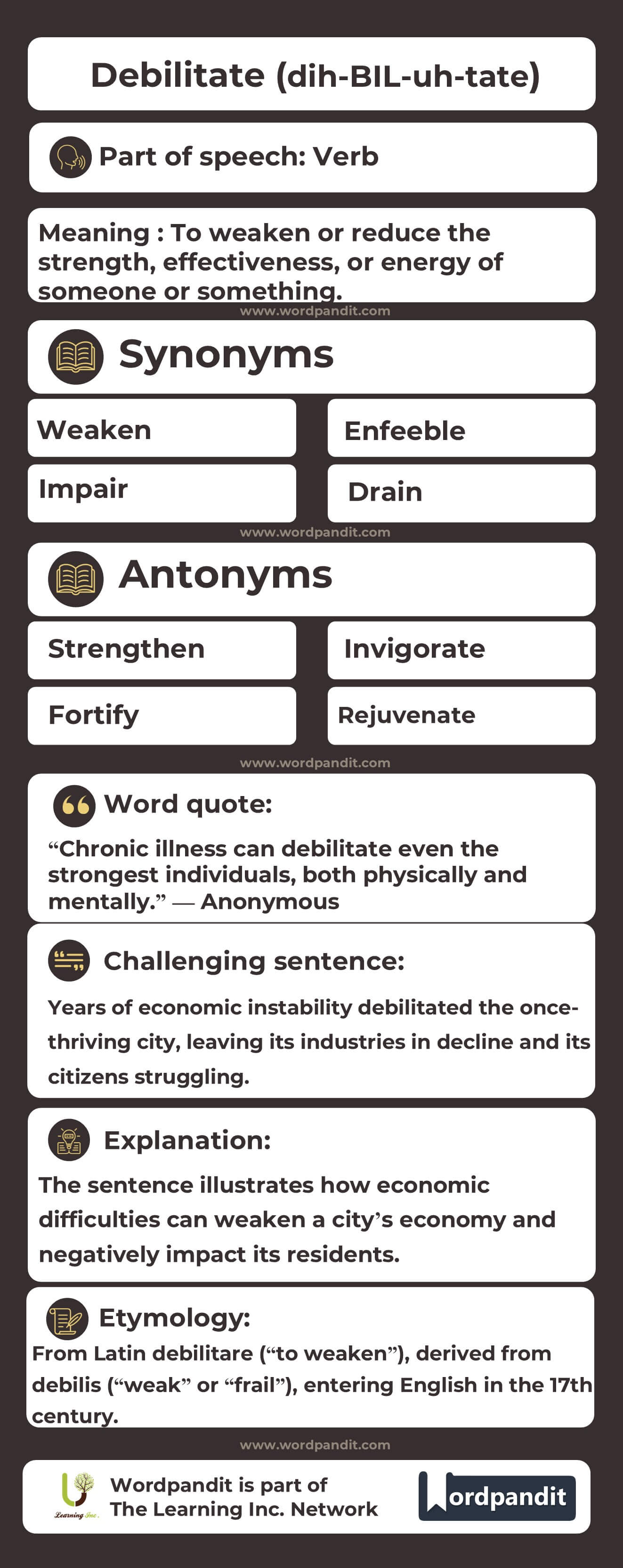 Debilitate Flashcard