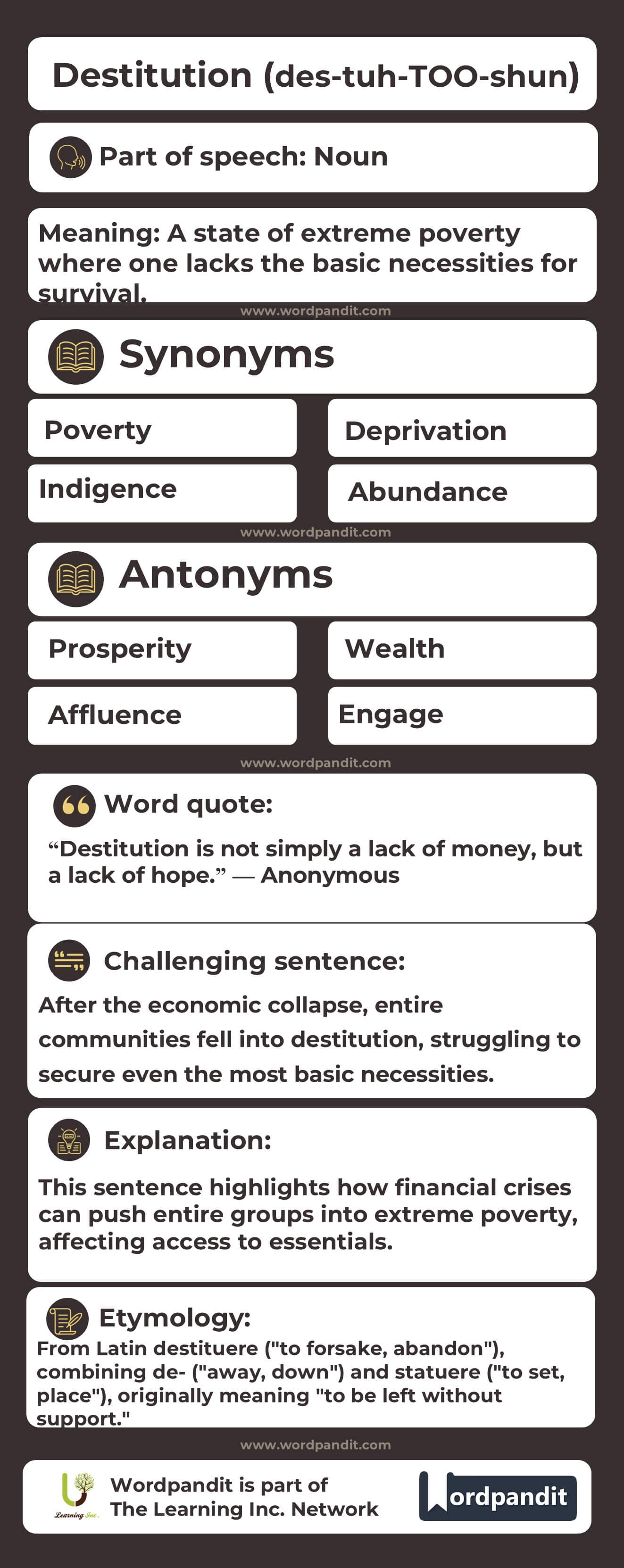 Destitution Flashcard