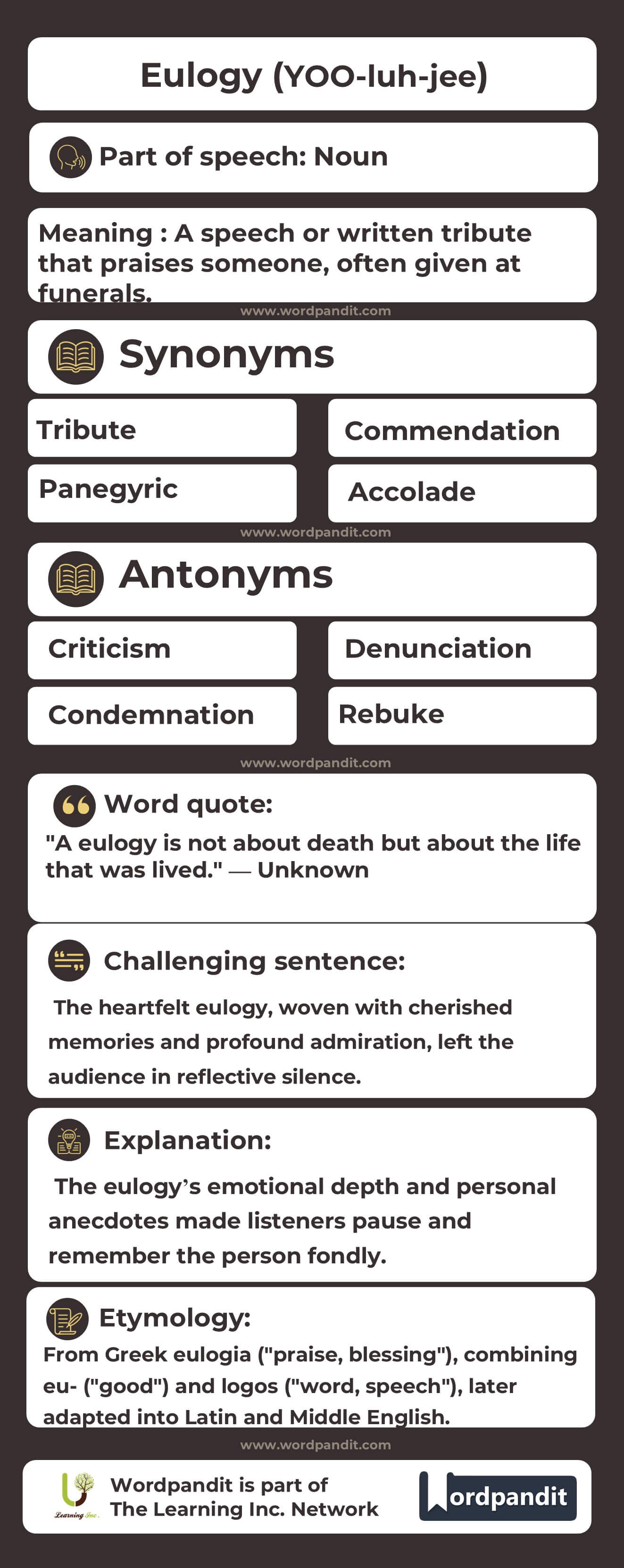 Eulogy Flashcard