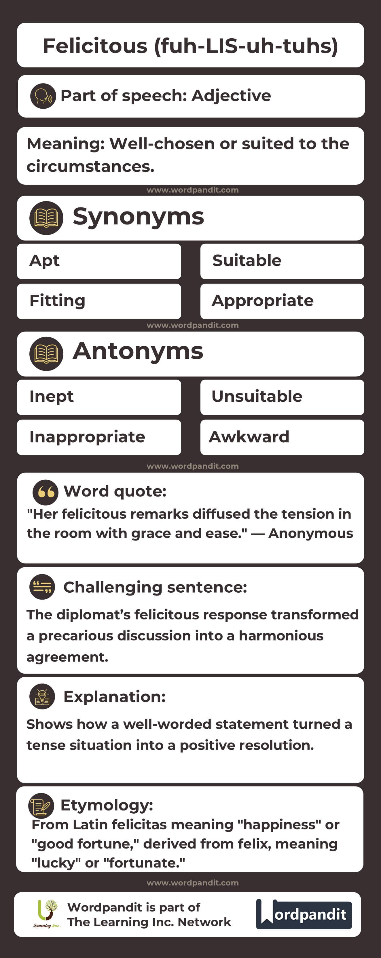 Felicitous Flashcard