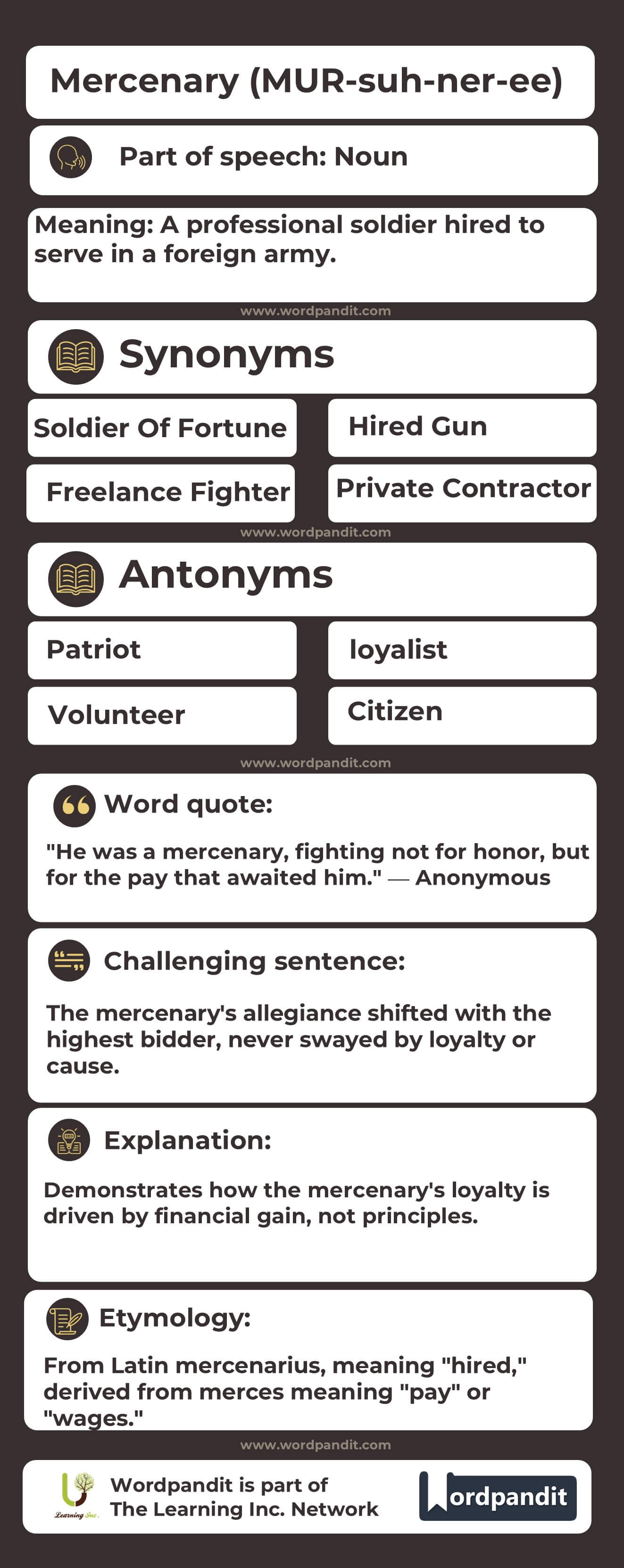 Mercenary Flashcard