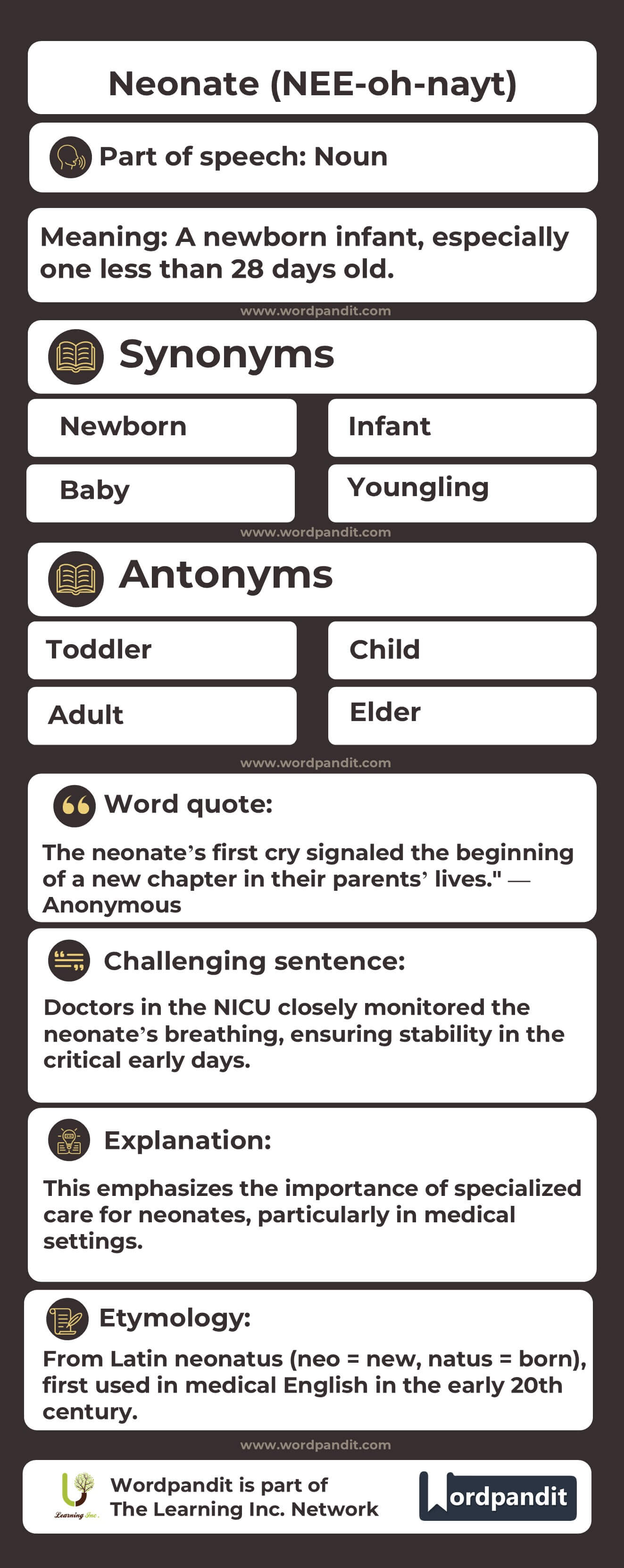 Neonate Flashcard