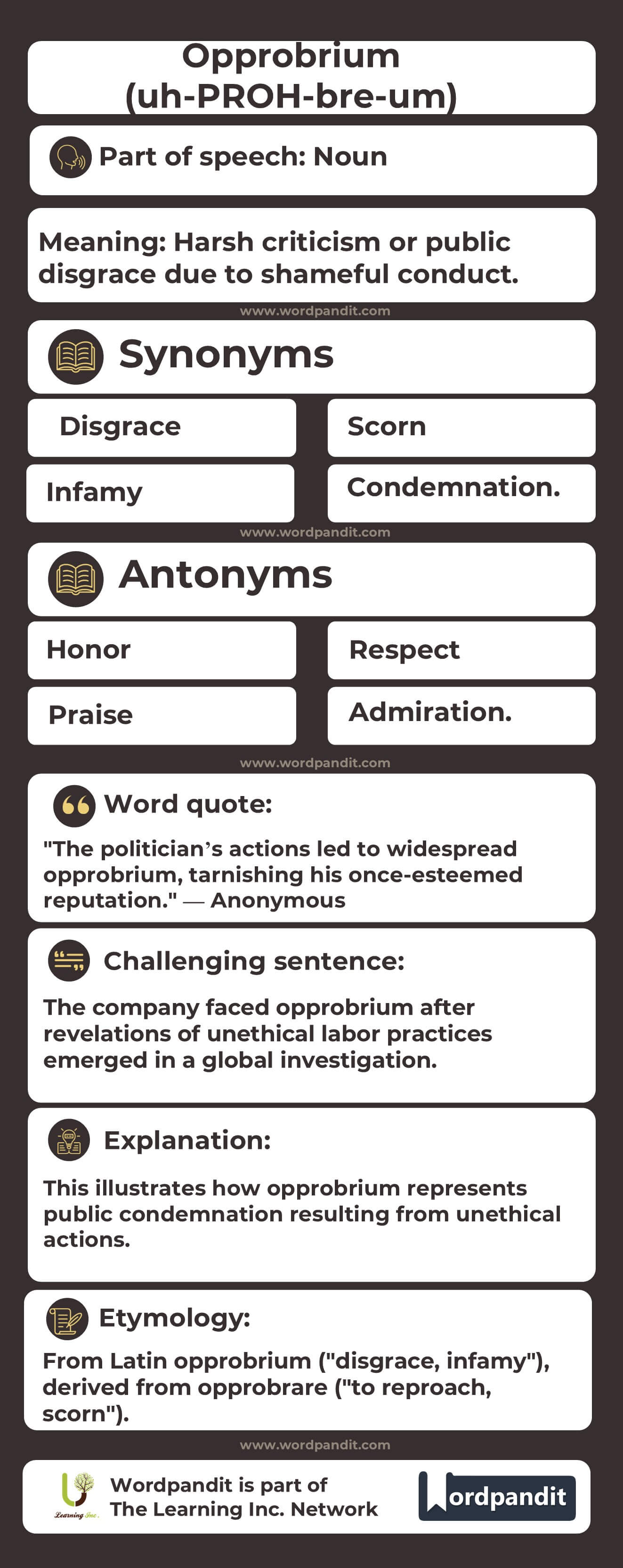 Opprobrium Flashcard