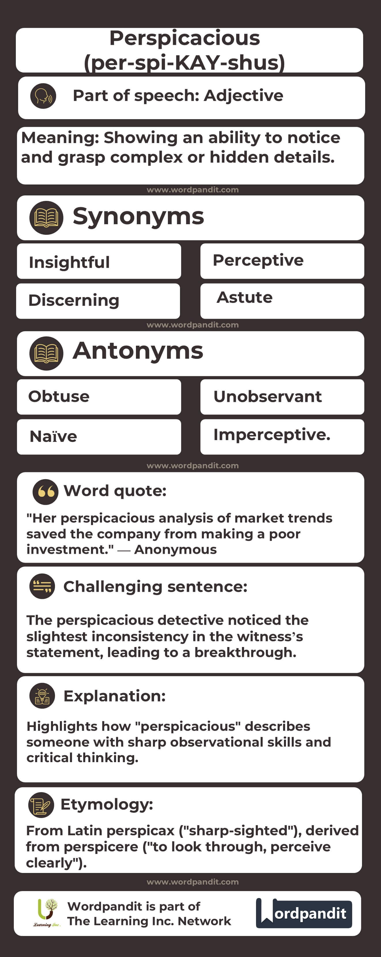 Perspicacious Flashcard