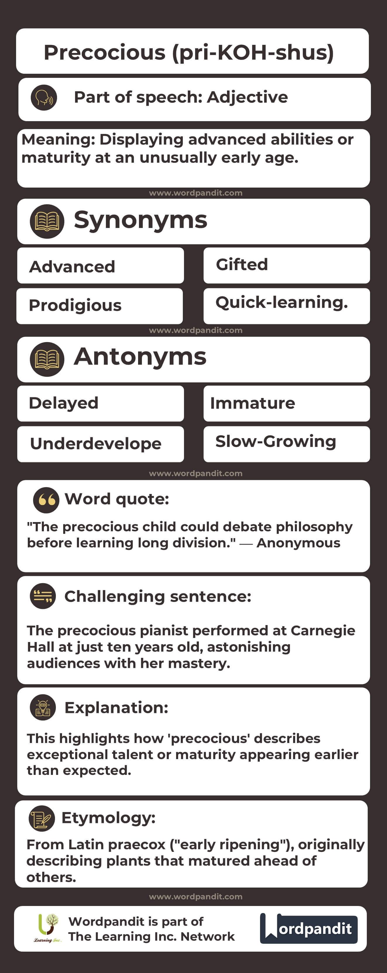 Precocious Flashcard