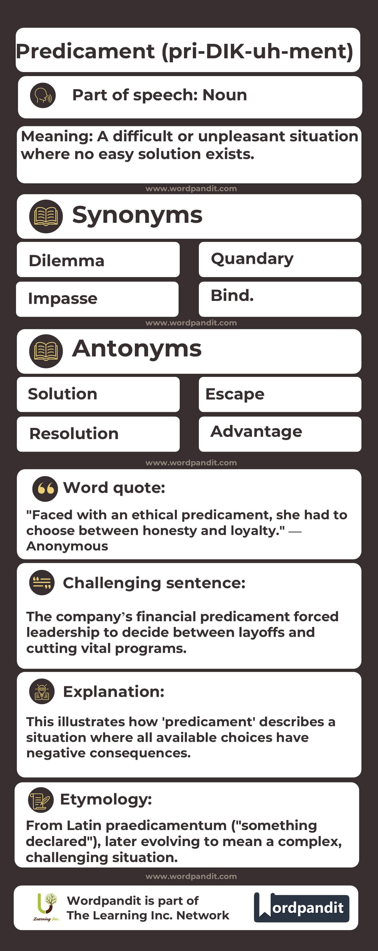 Predicament Flashcard