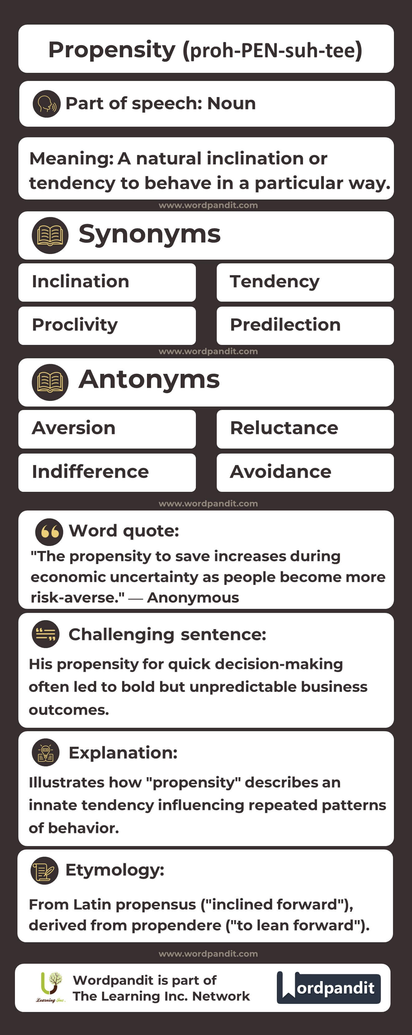 Propensity Flashcard