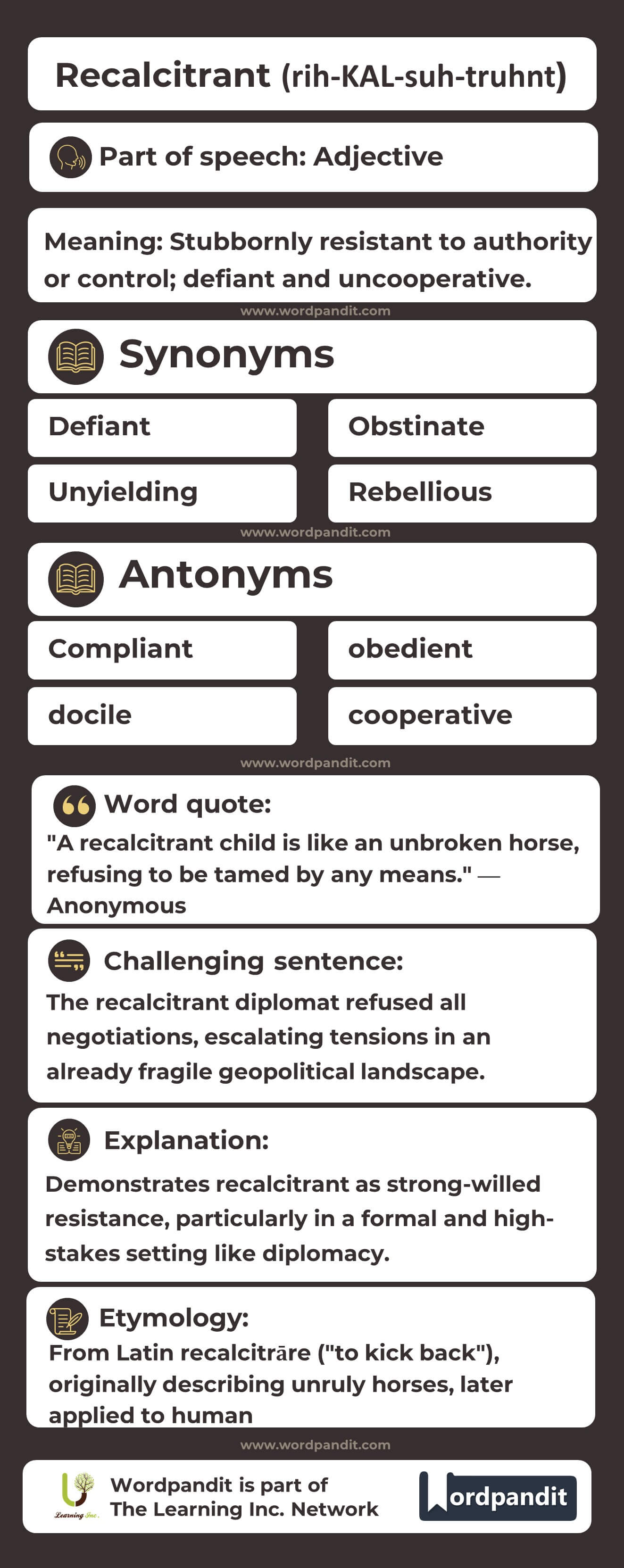 Recalcitrant Flashcard