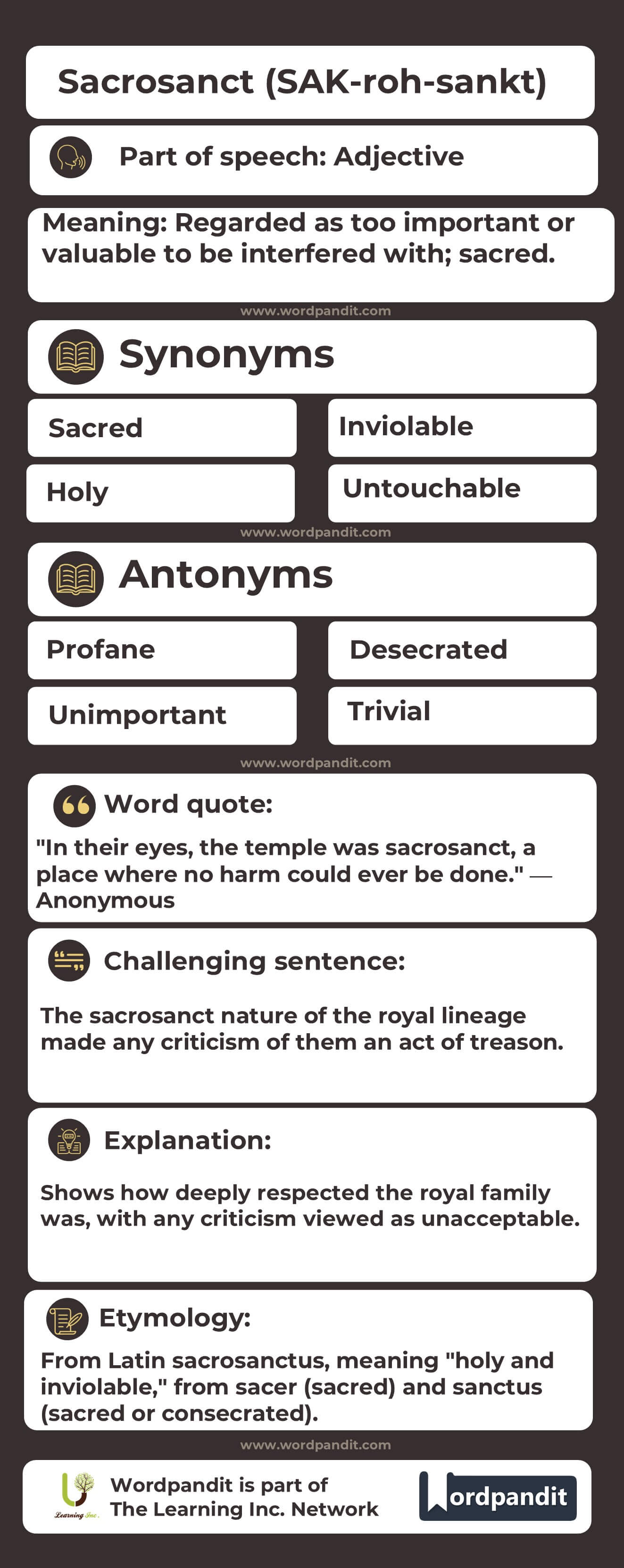 Sacrosanct Flashcard