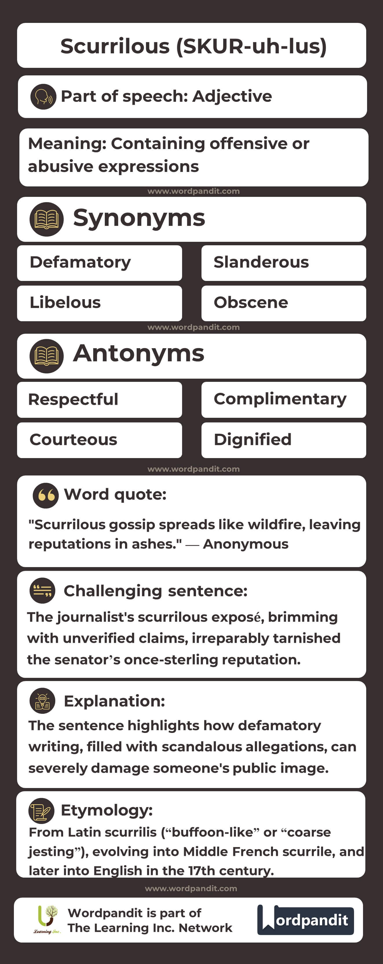 Scurrilous Flashcard